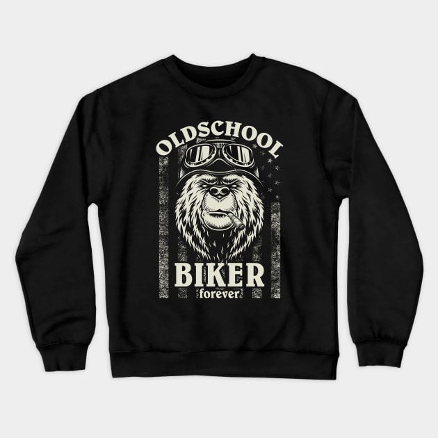 Old School Biker Forever I Motorcycle Bike Grizzly Bear Crewneck Sweatshirt by az_Designs